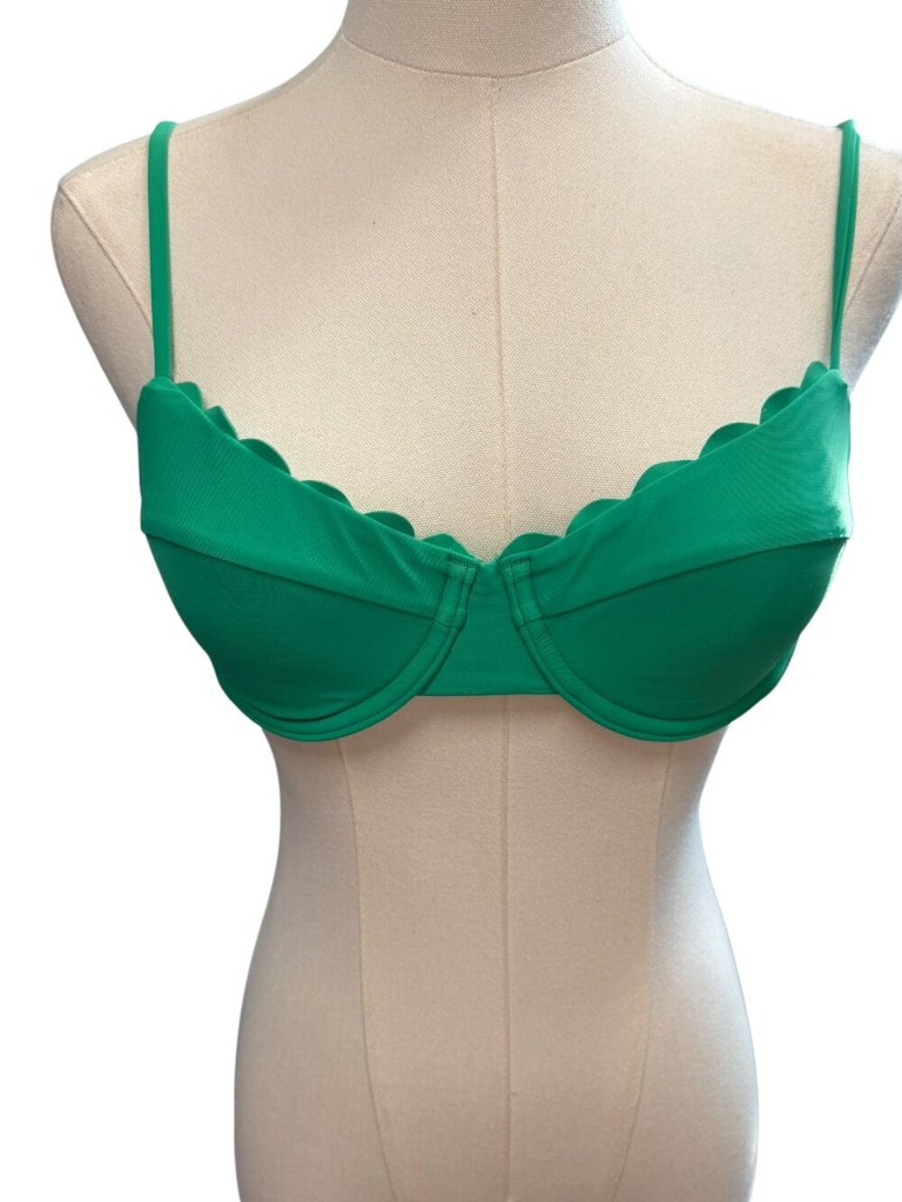 EUC Ramy Brook Leyla Scalloped Underwire Bikini Top Green S